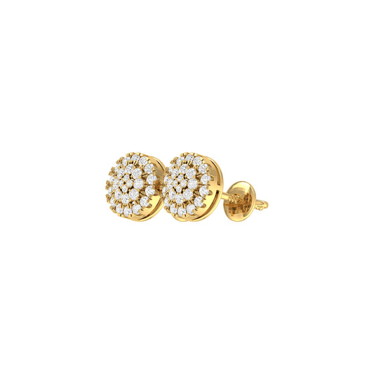 0.65Ct Diamond Yellow Gold Round Stud Earrings
