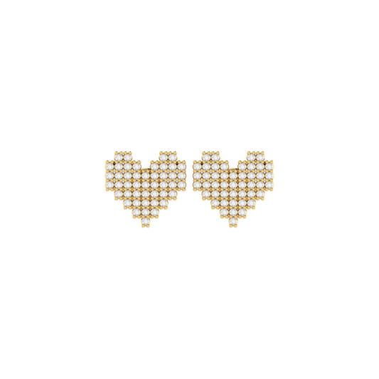 0.24Ct Diamond Cluster Yellow Gold Heart Stud Earrings