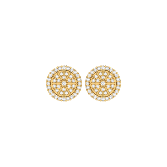 0.18Ct Diamond Yellow Gold Round Stud Earrings