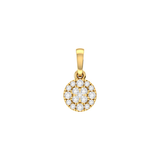 Yellow Gold Round Diamond Disk Pendant For Women's