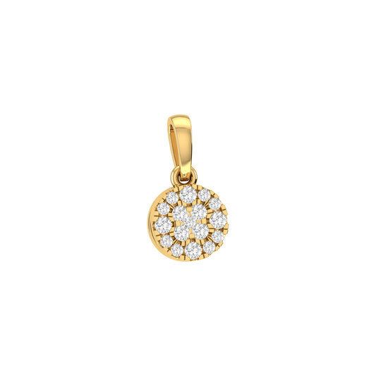 Yellow Gold Round Diamond Disk Pendant For Women's