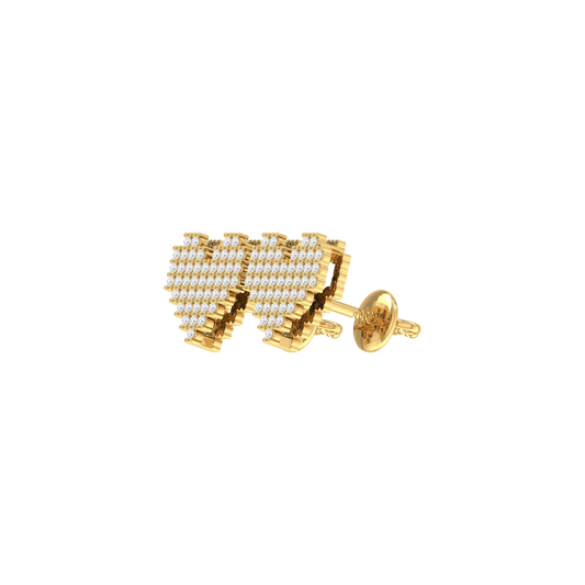 0.24Ct Diamond Cluster Yellow Gold Heart Stud Earrings