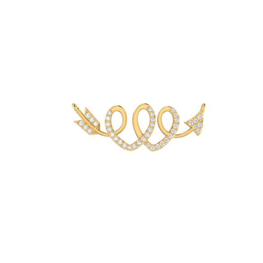 Yellow Gold Round Diamond Twisted Arrow Pendant