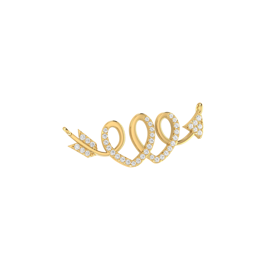 Yellow Gold Round Diamond Twisted Arrow Pendant