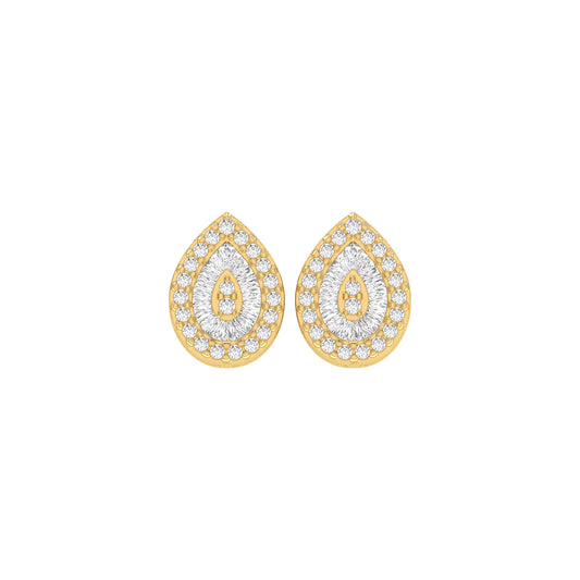 0.45Ct Baguette and Round Diamond Pear Shape Earrings