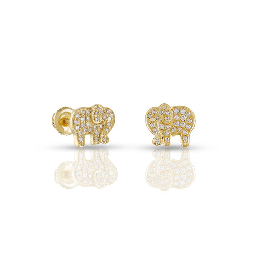 Luxury Yellow Gold Elephant Earrings by Demira Jewels
