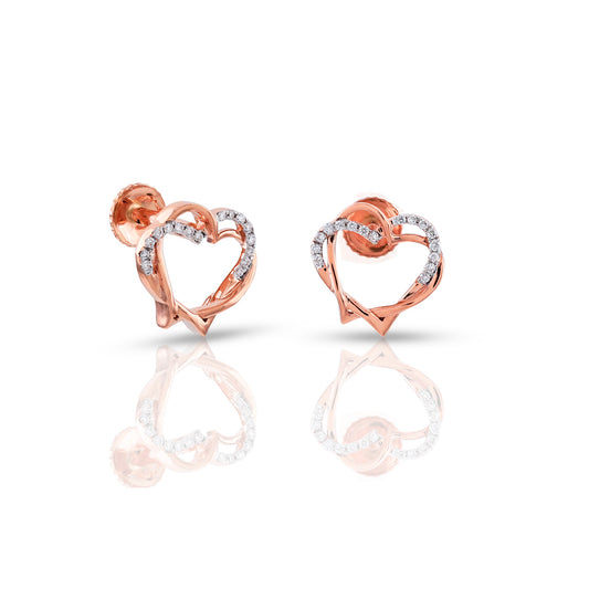 0.11ct Rose Gold Double Heart Earrings