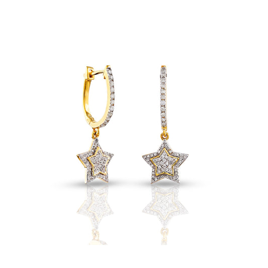 Yellow Gold Diamond Star Earrings