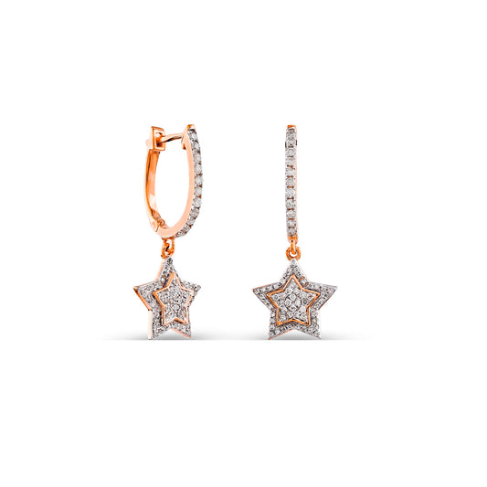 Yellow Gold Diamond Star Earrings