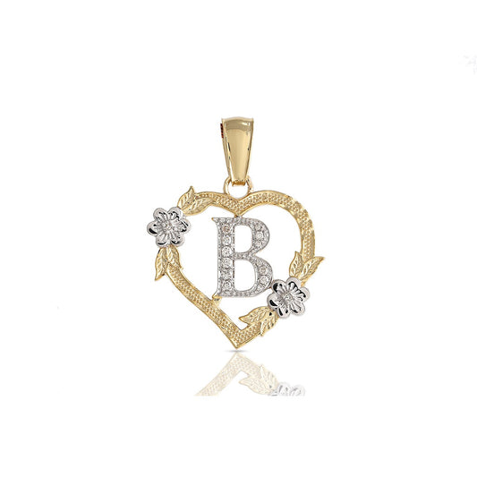 Yellow Gold Heart 'A-Z' Initial Letter Pendant by Demira Jewels