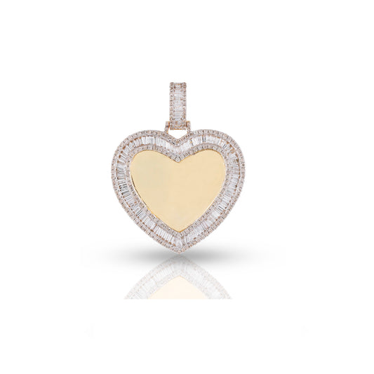 Heart of Gold: Baguette Diamond Pendant by Demira Jewels
