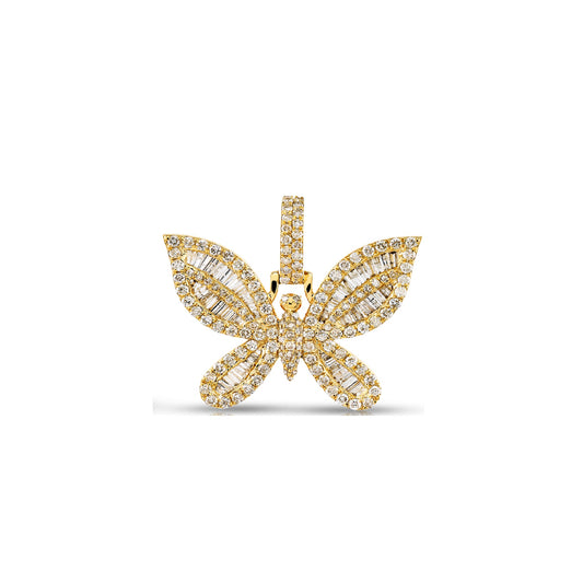 Yellow Gold Baguette Diamond Butterfly Pendant: Graceful Elegance by Demira Jewels