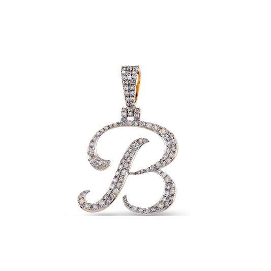 Yellow Gold White Diamond  'A-Z' initial letters Pendant by Demira Jewels