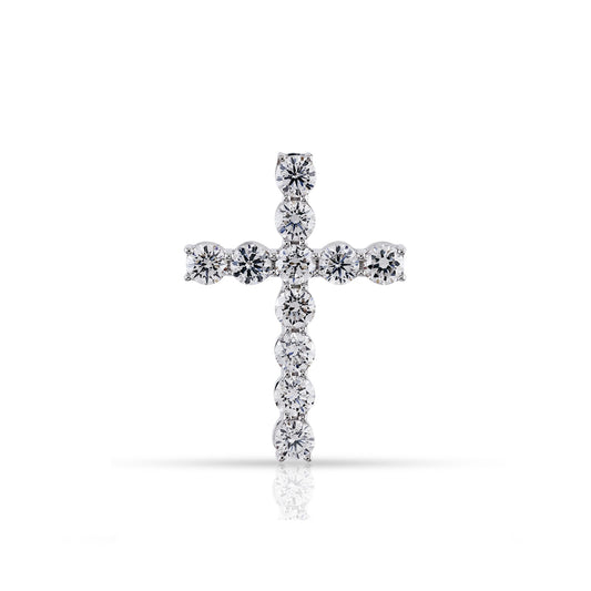 White Gold Round Diamond Cross Pendant