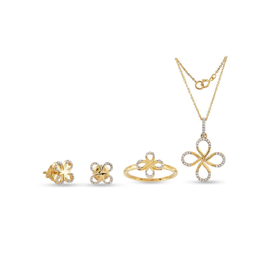 3-Piece Set Gold Ring, Earrings, Pendant Set with Chain - Jewelry Sets for Women by Demira Jewels