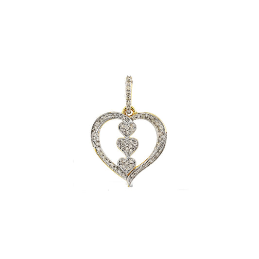 Yellow Gold White Diamond Heart Pendant