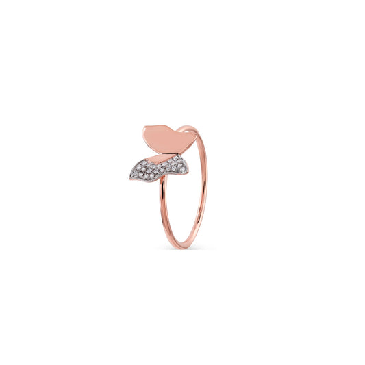 Rose Gold Round Diamond Butterfly Ring