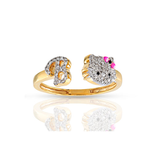 7mm Yellow Gold Diamond Kitty Initial Ring