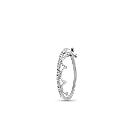White Gold Round Diamond Queen Crown Ring