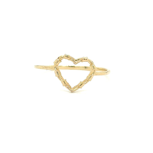 14K Gold Open Heart Fashion Ring