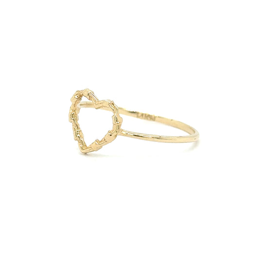 14K Gold Open Heart Fashion Ring