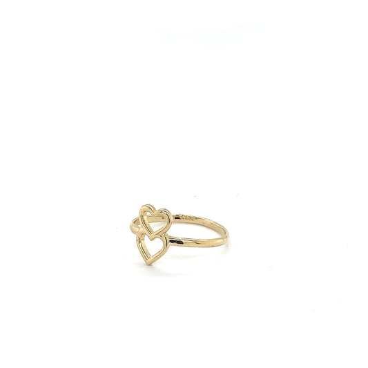 14K Solid Gold Double Heart Ring