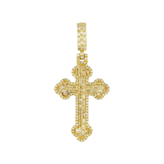 Rose Gold Baguette Diamond Cross Pendant