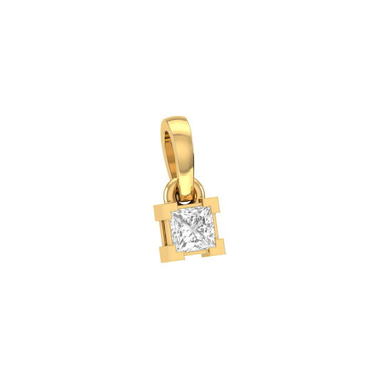 Yellow Gold Princess Cut Diamond Pendant For Women's