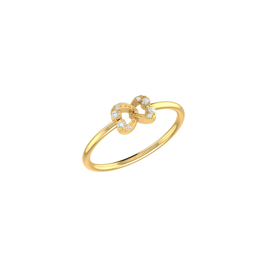 Yellow Gold Double Heart Diamond Ring by Demira Jewels