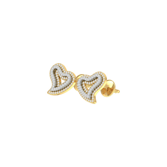 0.30Ct Round Diamond Rose Gold Heart Stud Earrings