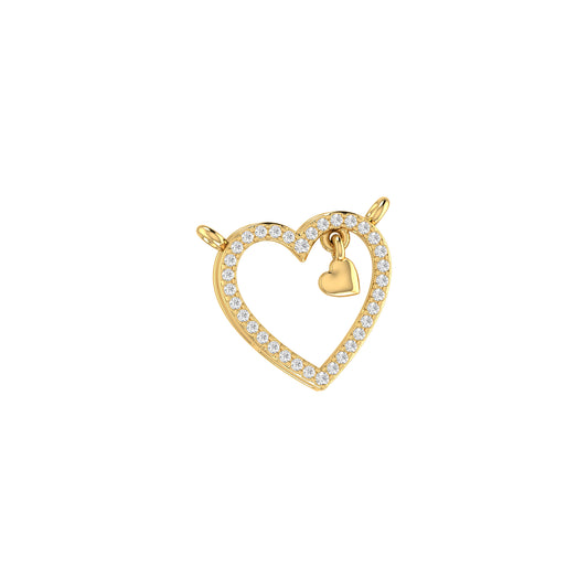 0.12Ct Round Diamond Yellow Gold Double Heart Pendant