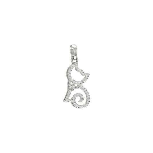 0.19Ct Round Diamond White Gold Kitty Pendant