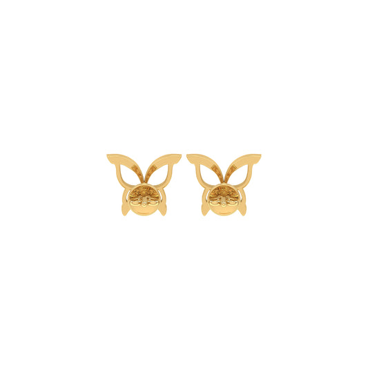 0.04Ct Round Diamond Yellow Gold Butterfly Earrings