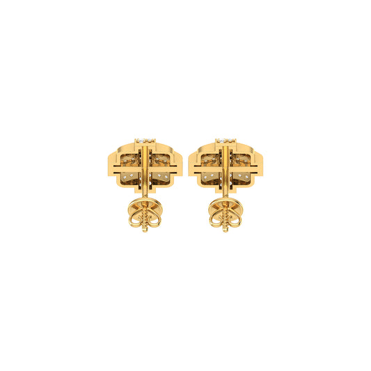 1.05Ct Round Diamond Yellow Gold Stud Earrings For Women's