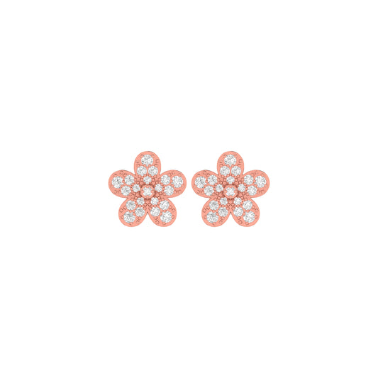 0.20Ct Round Diamond Rose Gold Flower Stud Earrings