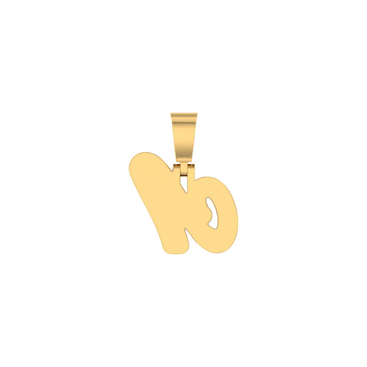 Yellow Gold Round Diamond 'A' Letter Initial Pendant