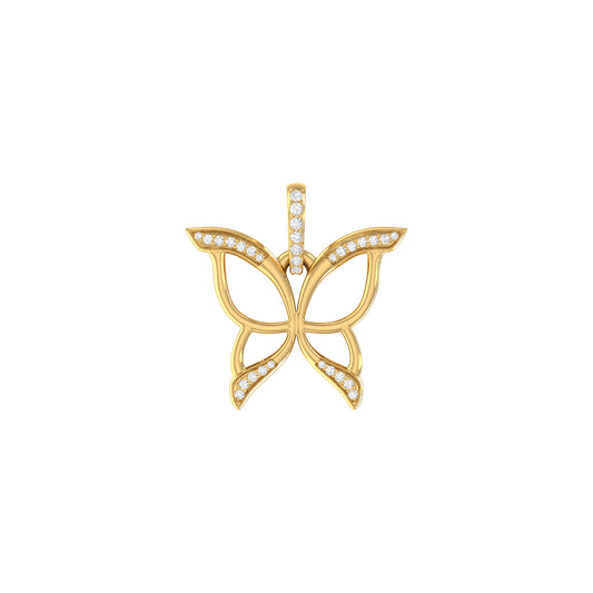 Yellow Gold Round Diamond Butterfly Pendant