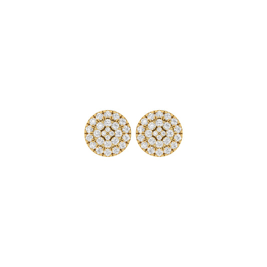 0.65Ct Diamond Yellow Gold Round Stud Earrings