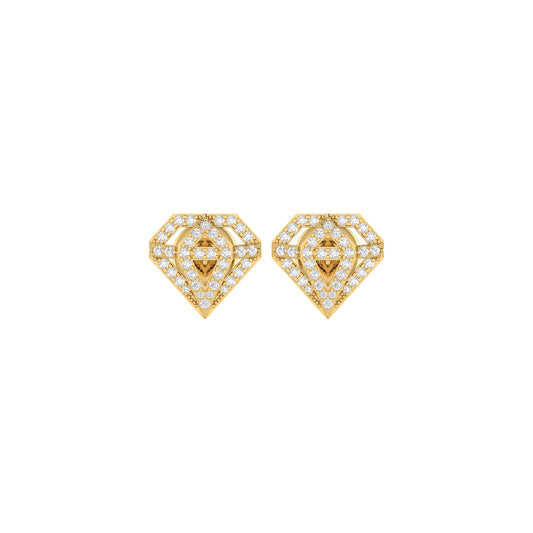 0.25Ct Round Diamond Yellow Gold Diamond Shape Earrings