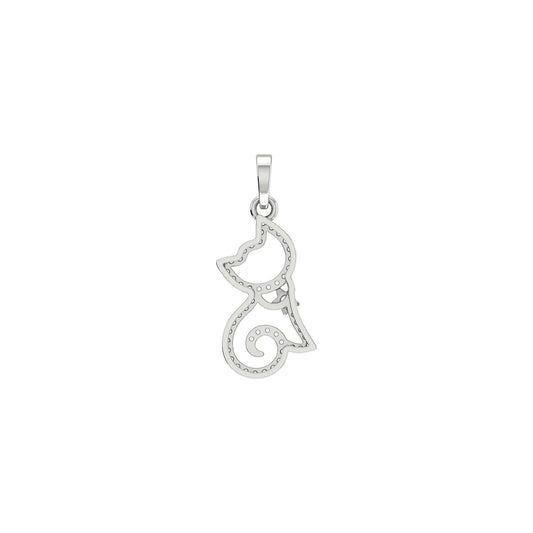 0.19Ct Round Diamond White Gold Kitty Pendant