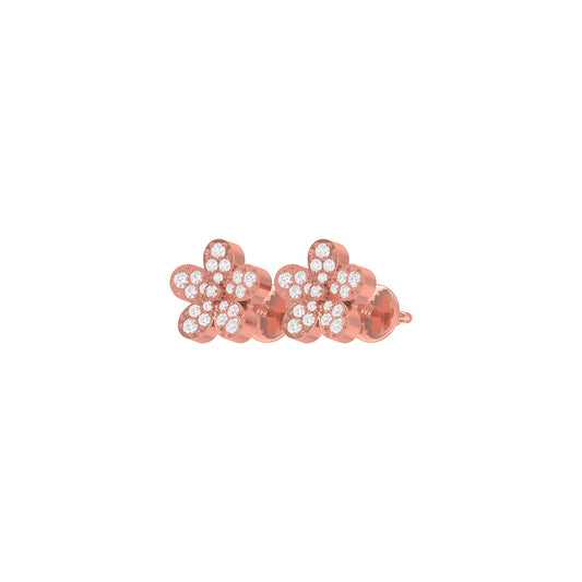 0.20Ct Round Diamond Rose Gold Flower Stud Earrings