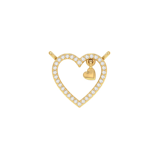0.12Ct Round Diamond Yellow Gold Double Heart Pendant