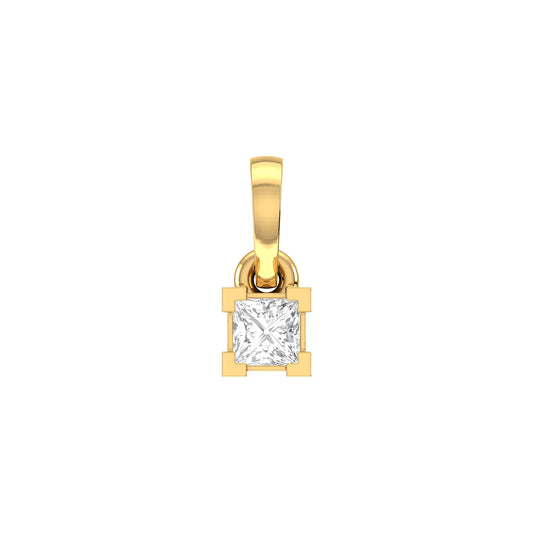 Yellow Gold Princess Cut Diamond Pendant For Women's