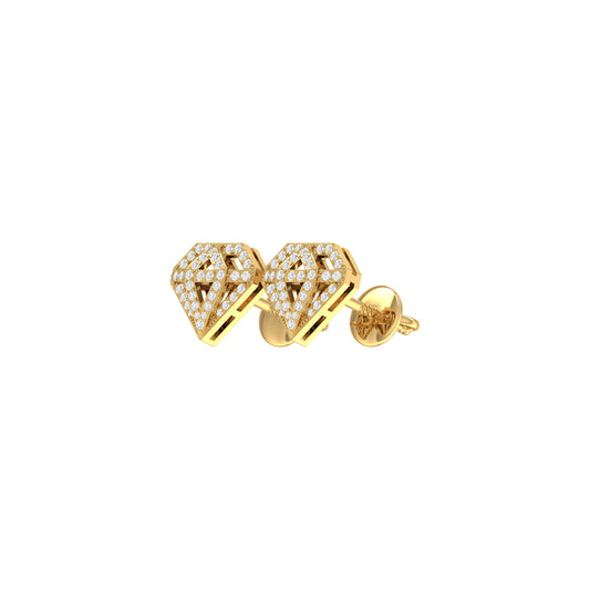 0.25Ct Round Diamond Yellow Gold Diamond Shape Earrings