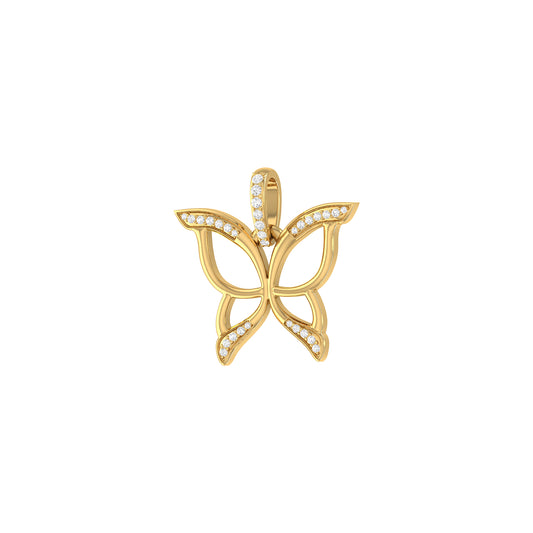 Yellow Gold Round Diamond Butterfly Pendant