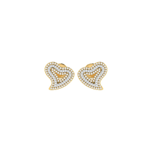 0.30Ct Round Diamond Rose Gold Heart Stud Earrings