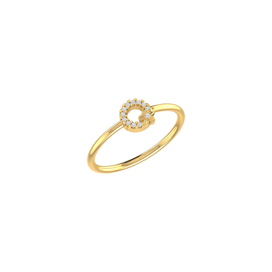 Yellow Gold Round Diamond Flower Ring For Women's