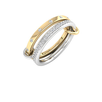 Two Tone Interlocking Stackable Ring Minimalist Couple Gold Plated Ring