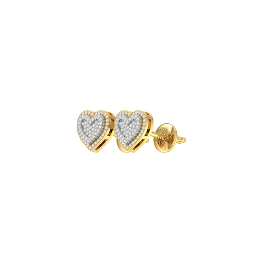 0.25Ct Diamond Yellow Gold Heart Stud Earrings