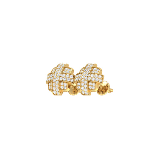 1.05Ct Round Diamond Yellow Gold Stud Earrings For Women's